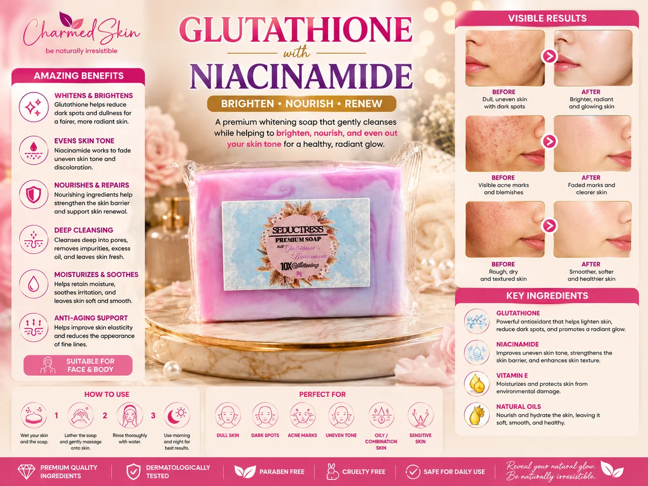 Glutathione + Niacinamide Soap — Charmed Skin